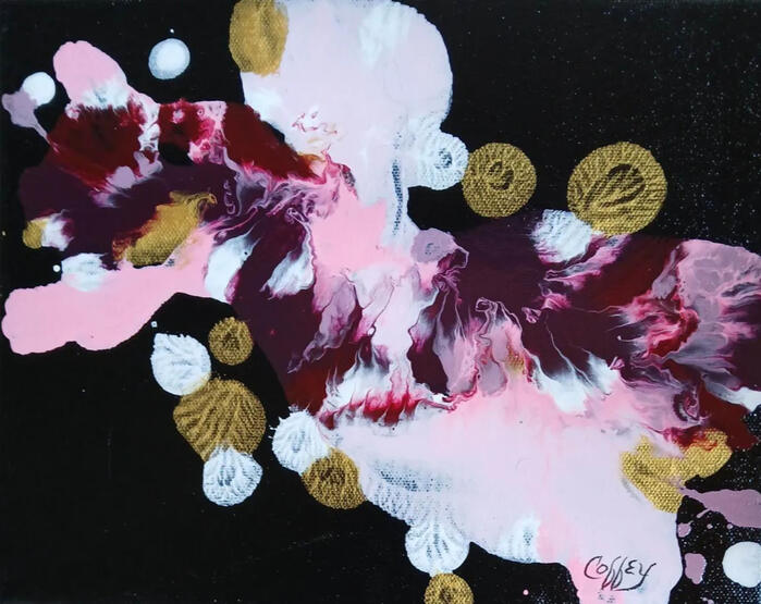 Pink and Gold Butterfly Elegance - 8x10" - acrylic - (1)