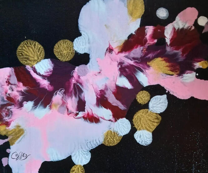 Pink and Gold Butterfly Elegance - 8x10" - acrylic - (2)