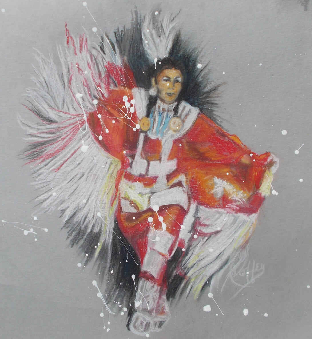 Red Shawl Dancer 2022 - 10x12"